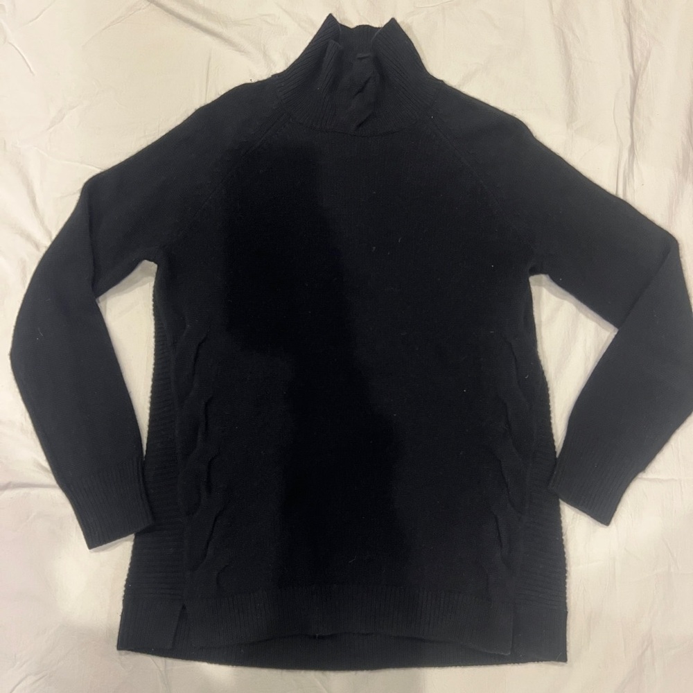 Garnet Hill Elegant Black Cowl Neck Sweater